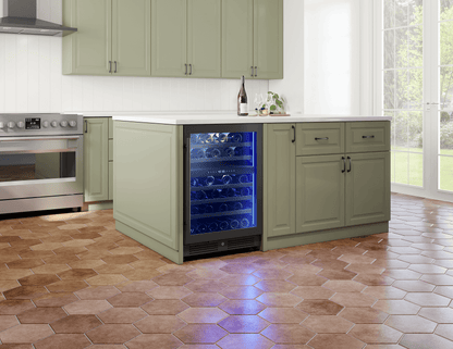 ZEPHYR Presrv Wine Cooler, 24in UC, Blk SS+Gls,Rvs Dr, 2Z Black in Stainless Steel - PRW24C02CBSG
