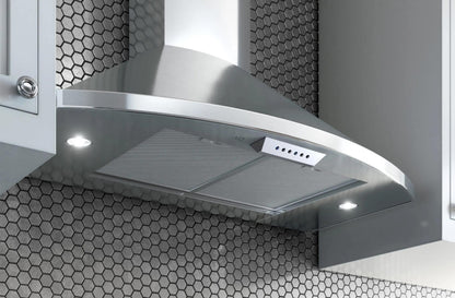 XO APPLIANCE XOS36SC 36" CCC 600/395 CFM Italian Made Wall Mount Chimney Range Hood in Stainless Steel - XOS36SC