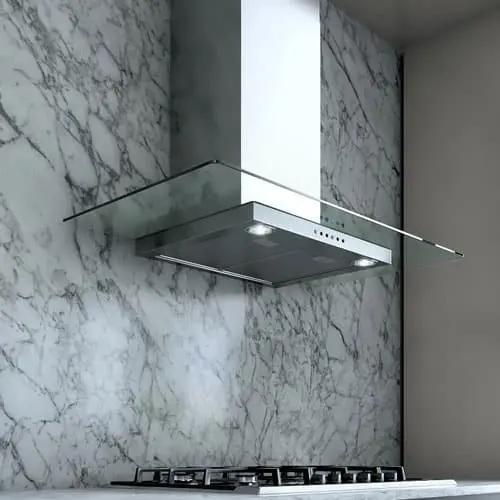 XO APPLIANCE XOQ30GC 30" CCC 600/395 CFM Wall Chimney Hood Stainless/Glass in Stainless Steel - XOQ30GC