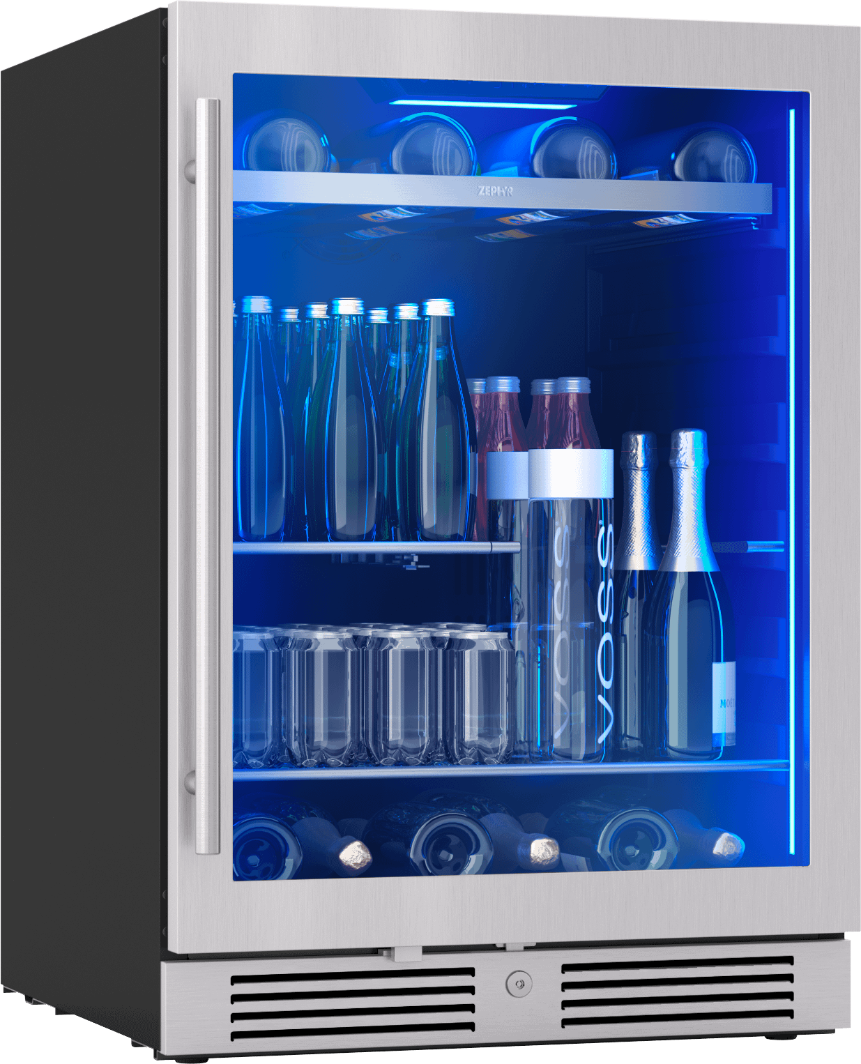 ZEPHYR Presrv Bev Cooler, 24in UC, SS+Gls, Rvs Door, 1Z in Stainless Steel - PRB24C01CG