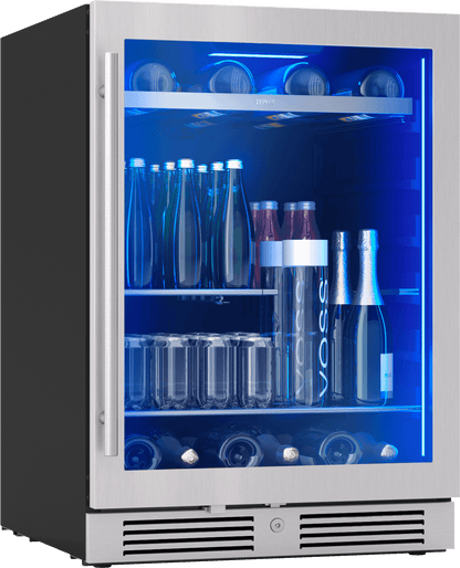 ZEPHYR Presrv Bev Cooler, 24in UC, SS+Gls, Rvs Door, 1Z in Stainless Steel - PRB24C01CG