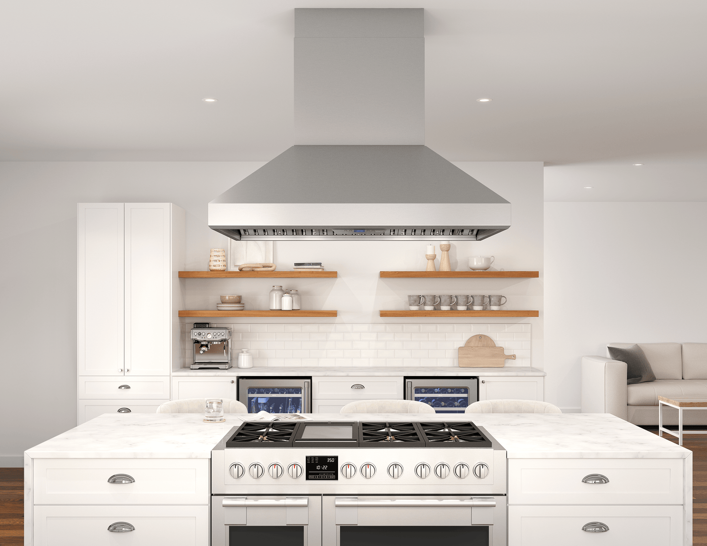 ZEPHYR Titan Island, 54in, SS, PowerWave, 750 CFM w/ACT in Stainless Steel - AK7754BS