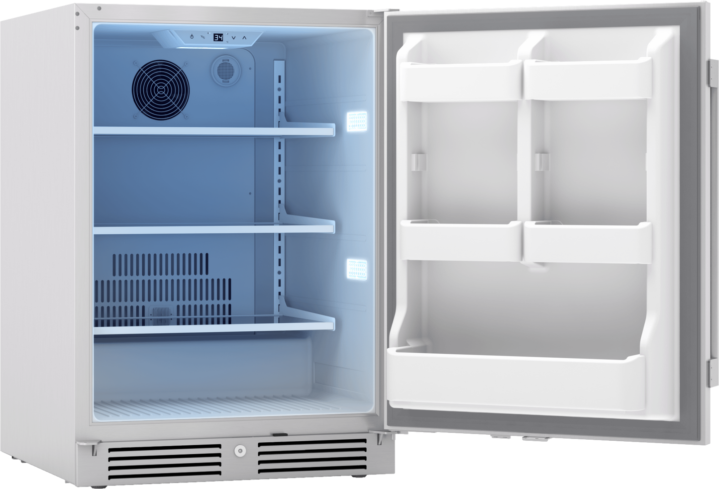 ZEPHYR Presrv Refrigerator, 24in Compact, Outdoor SS, Reversible, Lock, 1 Zone in Stainless Steel - PRR24C01ASOD