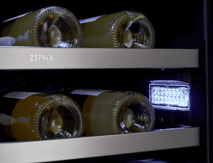 ZEPHYR Presrv Wine Cooler, 24in UC, SS+Gls, Fr Door, 2Z in Stainless Steel - PRW24C32CG