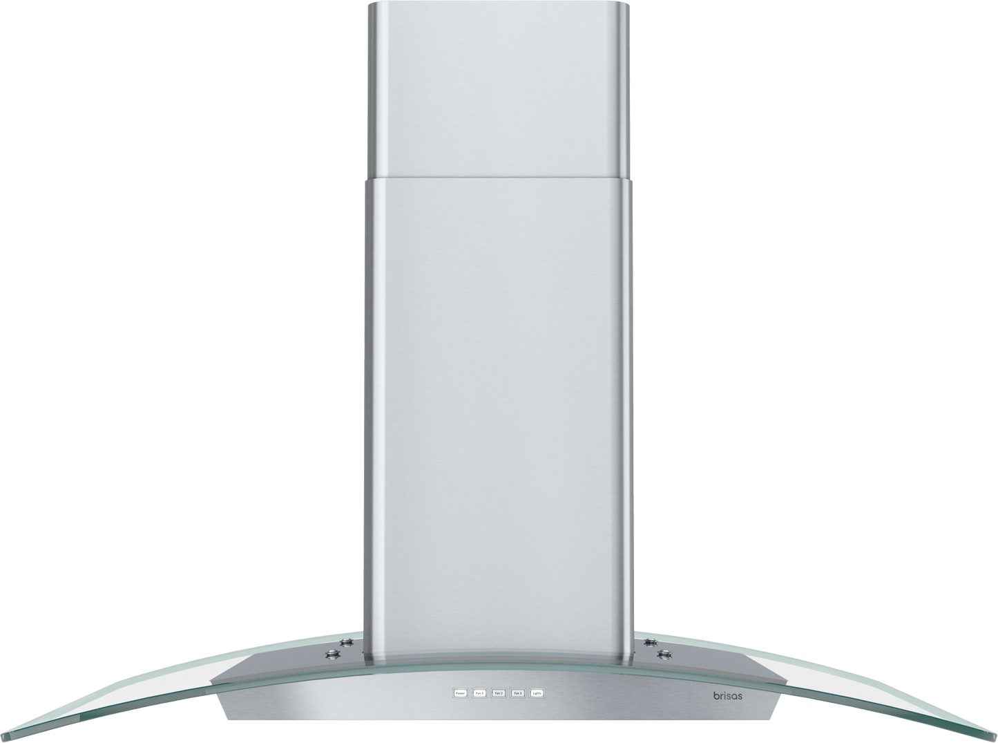 ZEPHYR Brisas Curved Glass Island, 36" G, ACT, LED in Stainless Steel - BMLE36CG