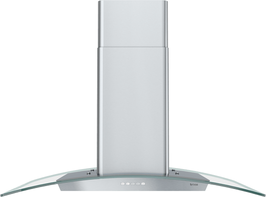ZEPHYR Brisas Curved Glass Island, 36" G, ACT, LED in Stainless Steel - BMLE36CG