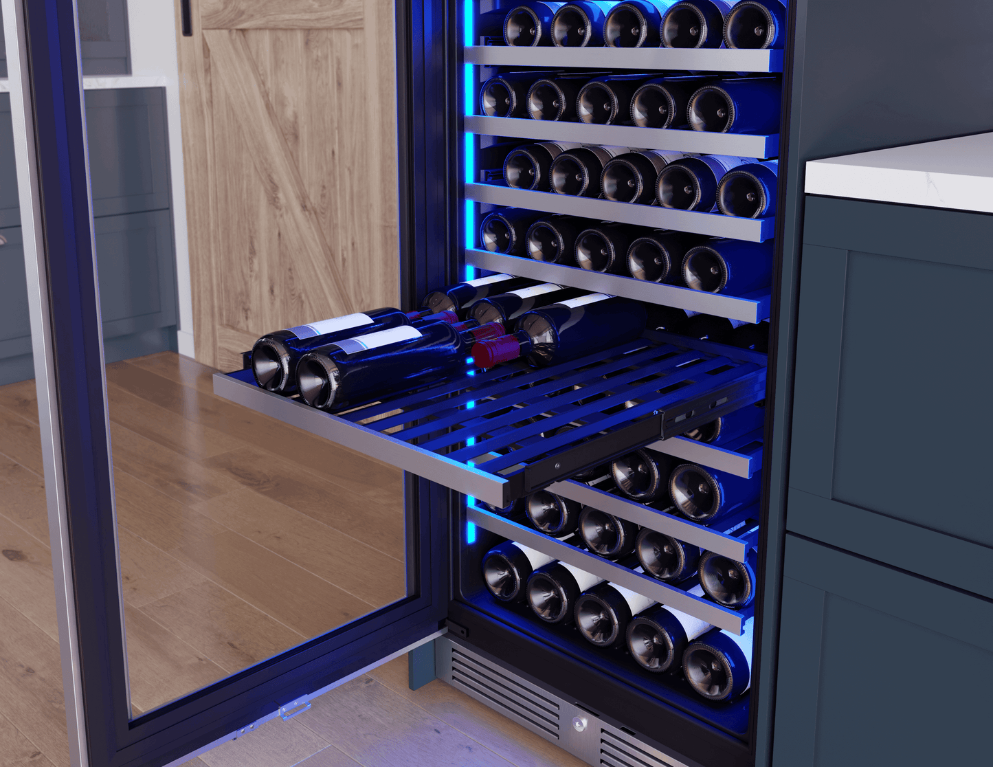 ZEPHYR Presrv Wine Cooler, 24in Full Size, SS+Glass, Reversible Door, 2 Zone in Stainless Steel - PRW24F02CG