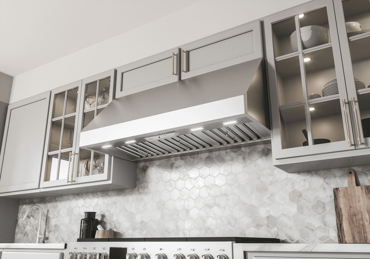 ZEPHYR Tempest II, 18in Wall, 54in, SS, LED, ACT in Stainless Steel - AK7554CS