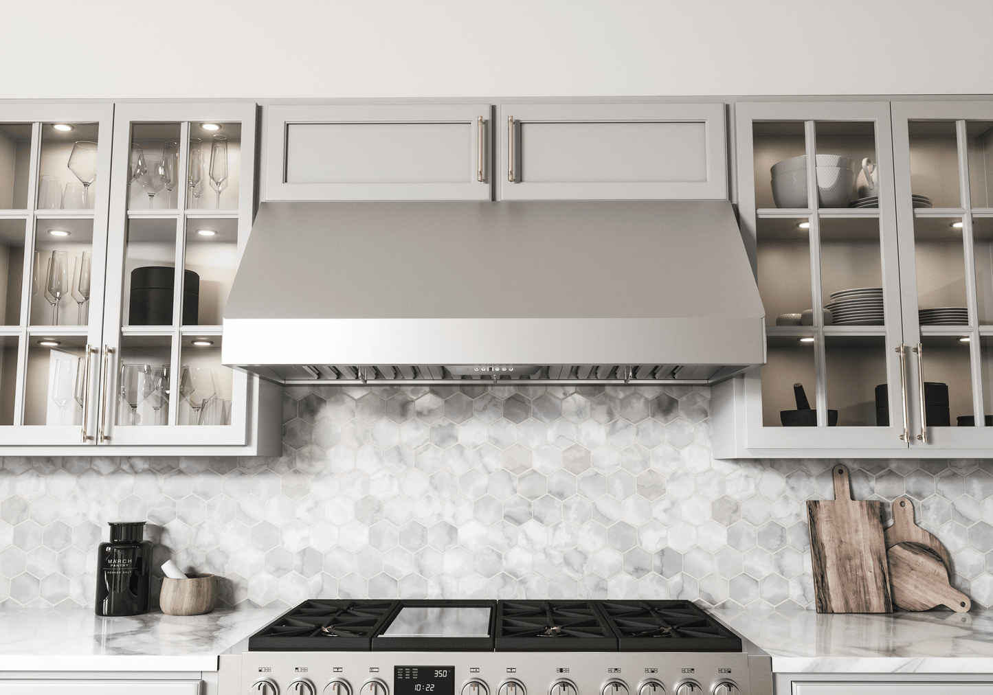 ZEPHYR Tempest II, 18in Wall, 54in, SS, LED, ACT in Stainless Steel - AK7554CS