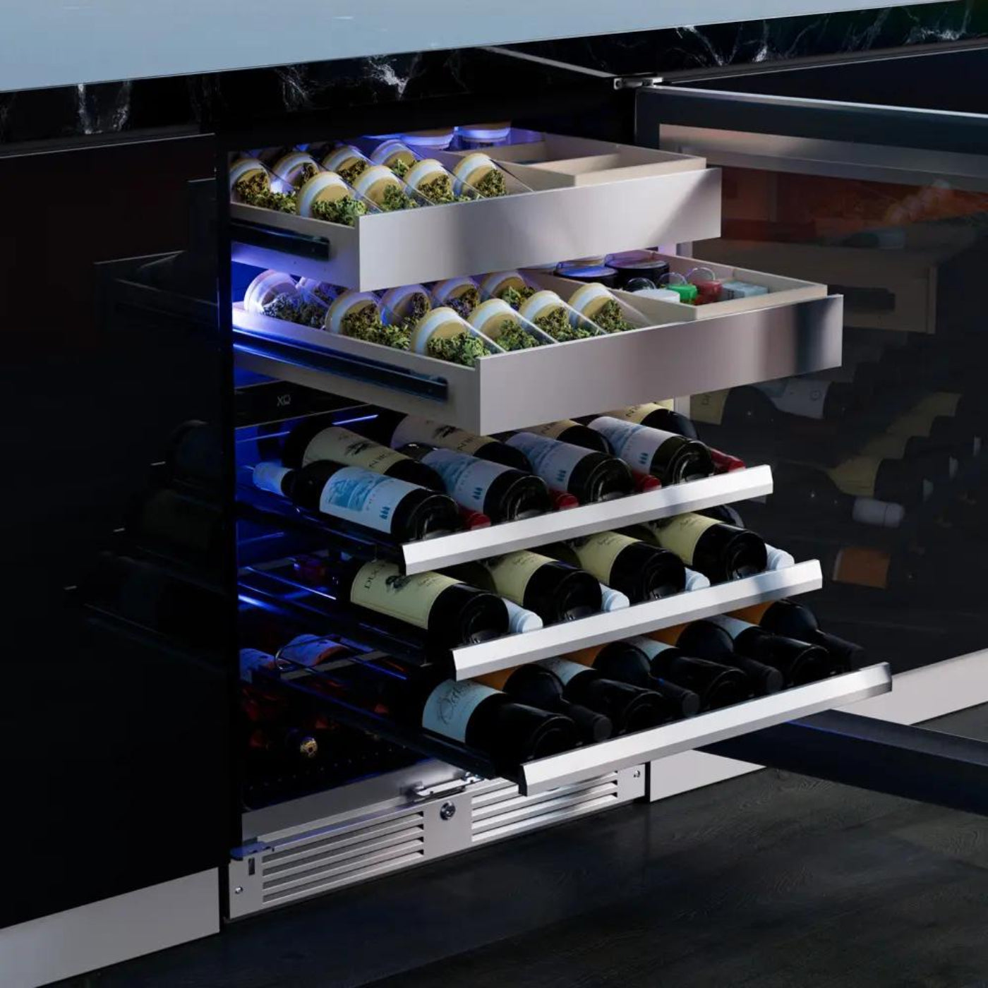 XO APPLIANCE XOU24WWGSL Wine and Weed 24" in Stainless Steel Glass, Left Hinge in Stainless Steel - XOU24WWGSL