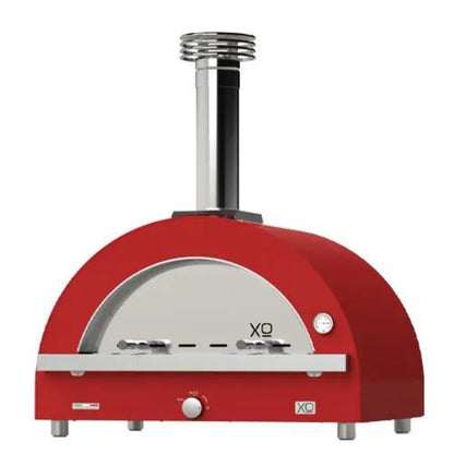 XO APPLIANCE XOPIZZA4HROL 40" Hybrid Gas & Wood Oven in Rosso (Red) Black - XOPIZZA4HROL