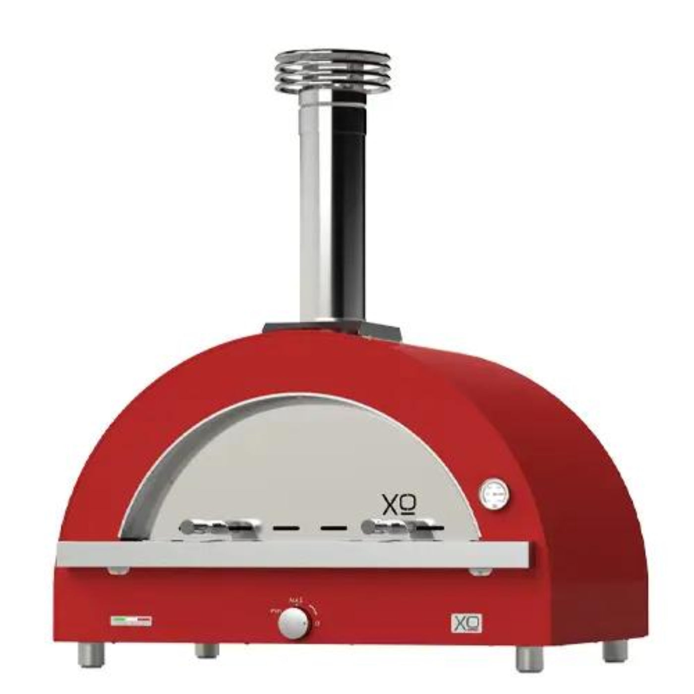 XO APPLIANCE XOPIZZA4HROL 40" Hybrid Gas & Wood Oven in Rosso (Red) Black - XOPIZZA4HROL