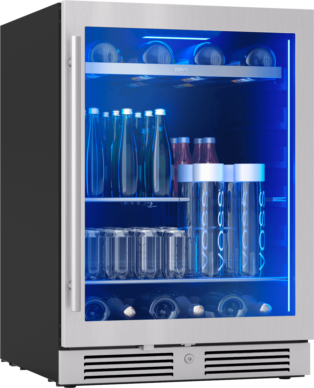 ZEPHYR Presrv Bev Cooler, 24in UC, SS+Gls, Rvs Door, 1Z in Stainless Steel - PRB24C01CG