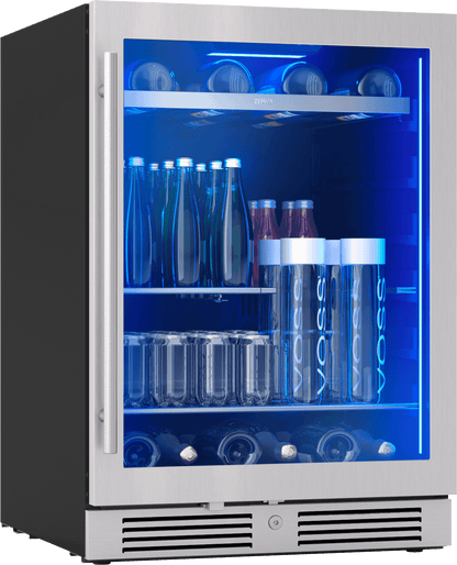 ZEPHYR Presrv Bev Cooler, 24in UC, SS+Gls, Rvs Door, 1Z in Stainless Steel - PRB24C01CG