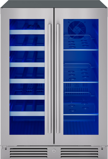 ZEPHYR Presrv Wine & Bev Cooler, 24in UC, SS+Gls, Fr Dr in Stainless Steel - PRWB24C32CG