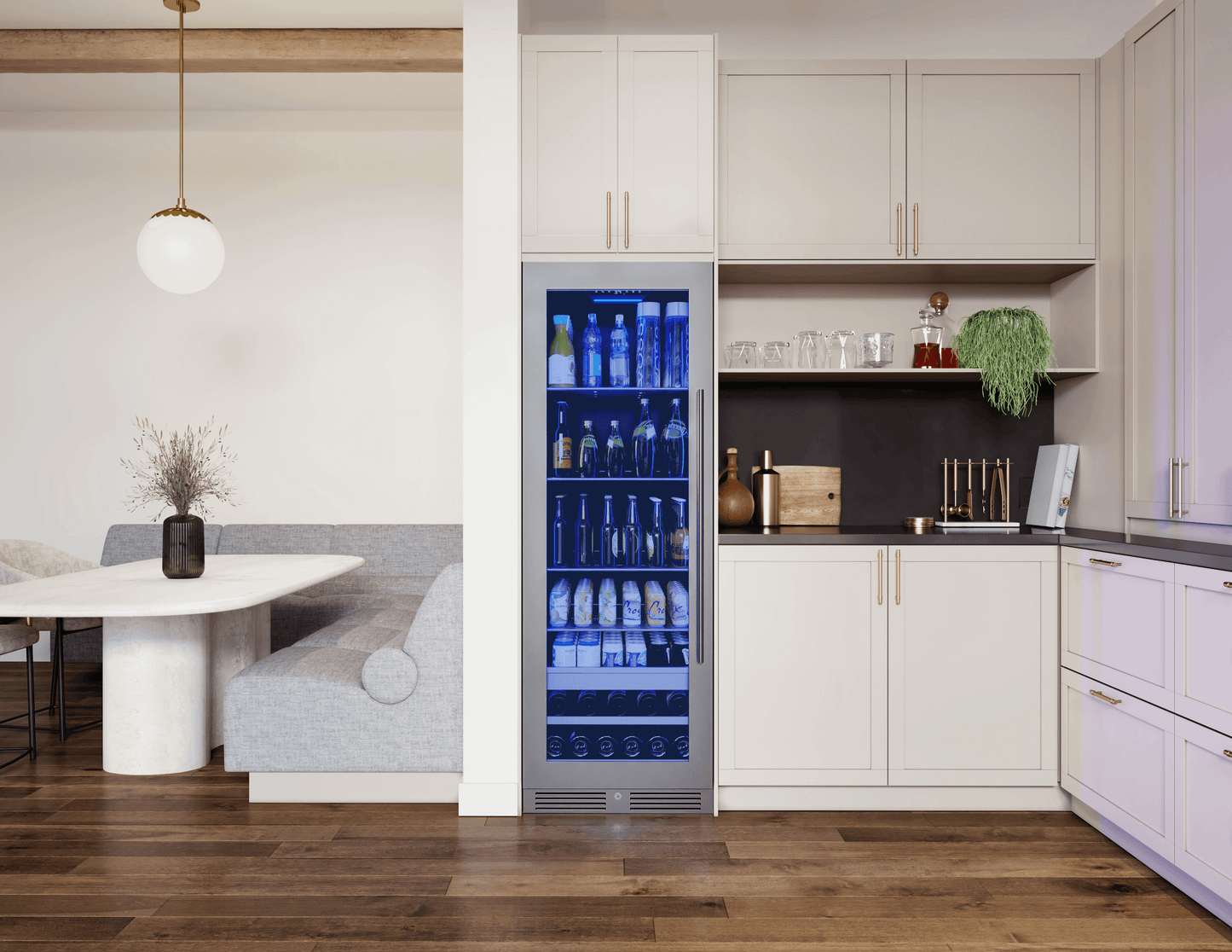 ZEPHYR Presrv Beverage Cooler, 24in Full Size, SS+Glass, Reversible Door, 1 Zone in Stainless Steel - PRB24F01BG