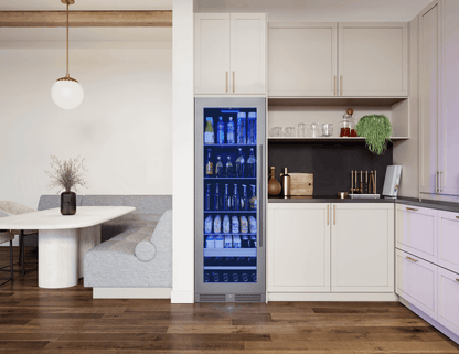 ZEPHYR Presrv Beverage Cooler, 24in Full Size, SS+Glass, Reversible Door, 1 Zone in Stainless Steel - PRB24F01BG