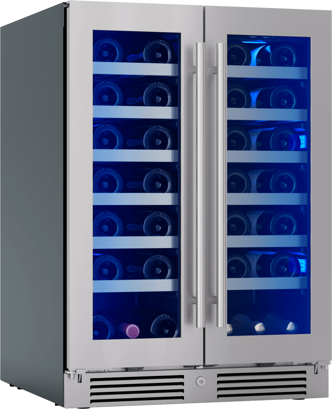 ZEPHYR Presrv Wine Cooler, 24in UC, SS+Gls, Fr Door, 2Z in Stainless Steel - PRW24C32CG