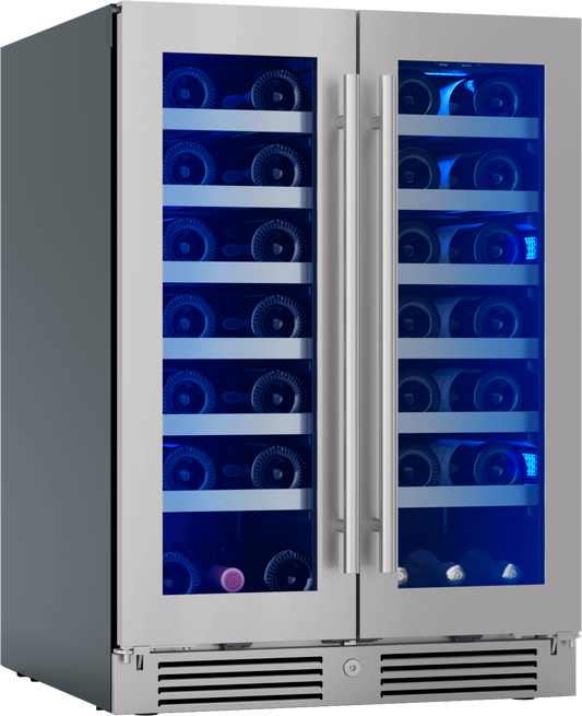 ZEPHYR Presrv Wine Cooler, 24in UC, SS+Gls, Fr Door, 2Z in Stainless Steel - PRW24C32CG