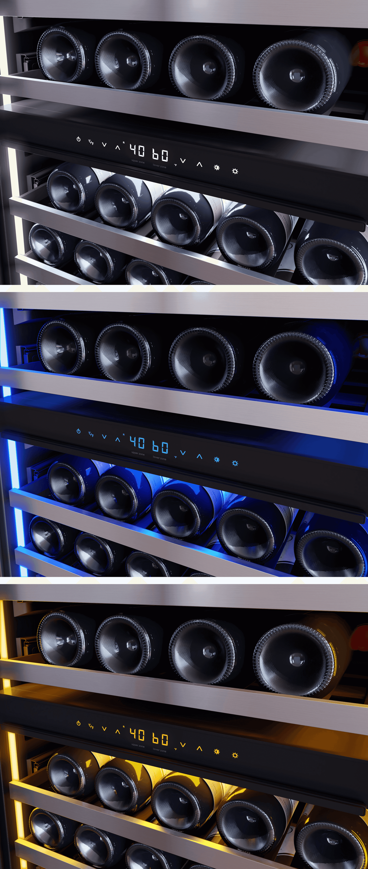 ZEPHYR Presrv Wine Cooler, 24in Full Size, SS+Glass, Reversible Door, 2 Zone in Stainless Steel - PRW24F02CG