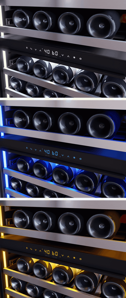 ZEPHYR Presrv Wine Cooler, 24in Full Size, SS+Glass, Reversible Door, 2 Zone in Stainless Steel - PRW24F02CG