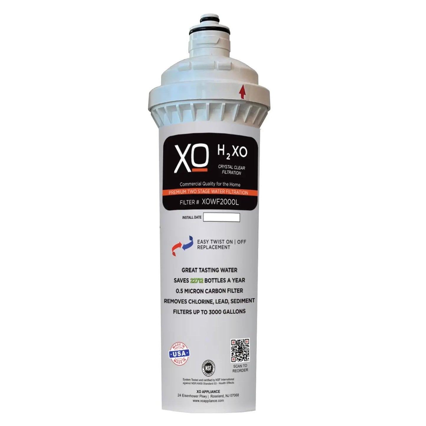 XO APPLIANCE XOWF2000SYS Dual Stage In-Line Drinking Water Filtration System - XOWF2000SYS