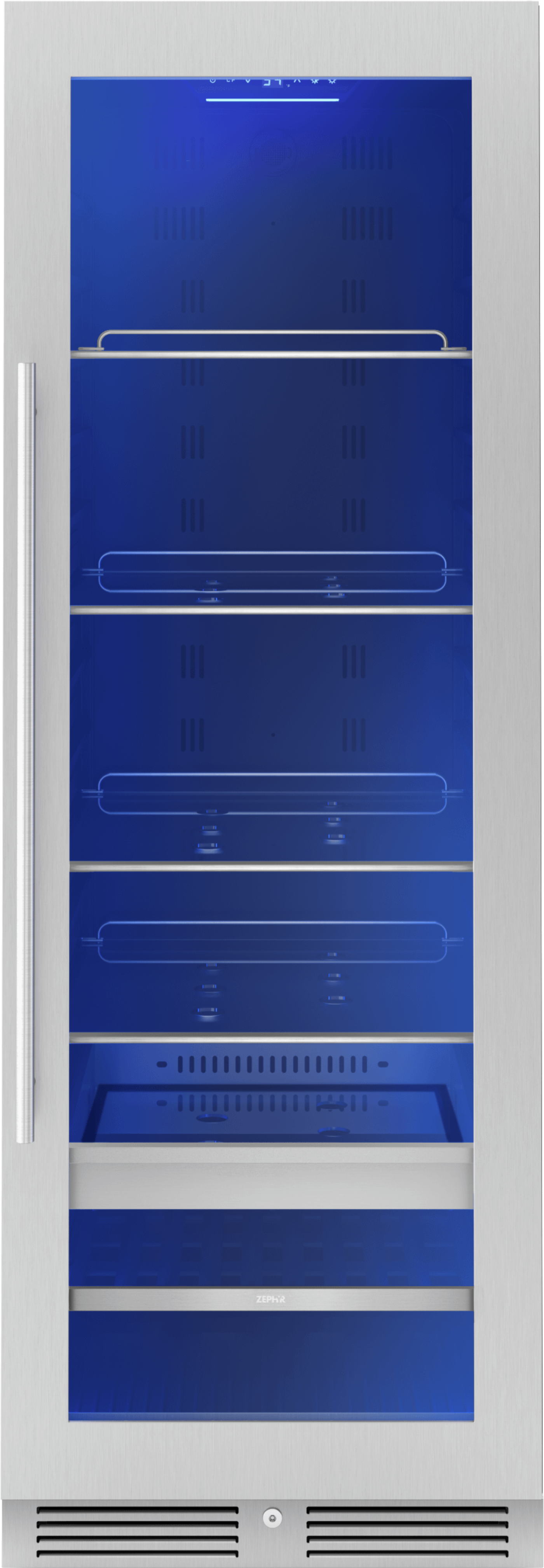 ZEPHYR Presrv Beverage Cooler, 24in Full Size, SS+Glass, Reversible Door, 1 Zone in Stainless Steel - PRB24F01BG
