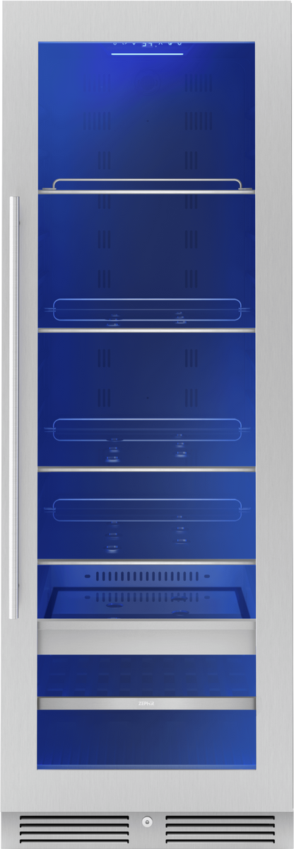 ZEPHYR Presrv Beverage Cooler, 24in Full Size, SS+Glass, Reversible Door, 1 Zone in Stainless Steel - PRB24F01BG