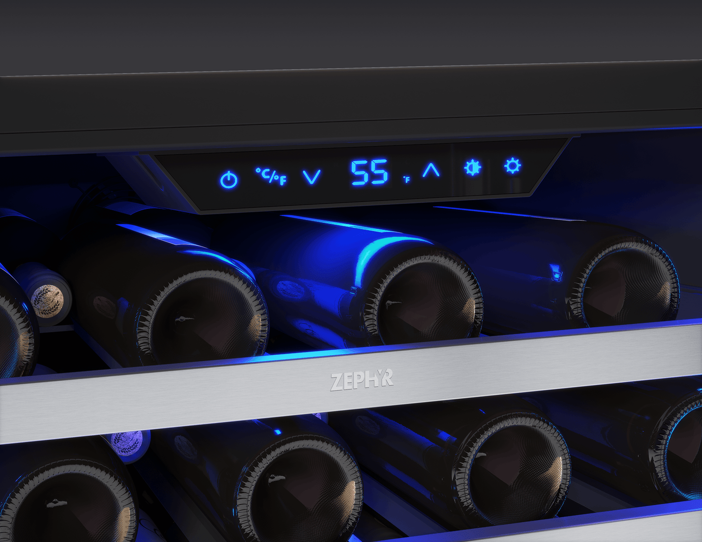 ZEPHYR Presrv Wine Cooler, 24in UC, SS+Gls, Rvs Door, 1Z in Stainless Steel - PRW24C01CG