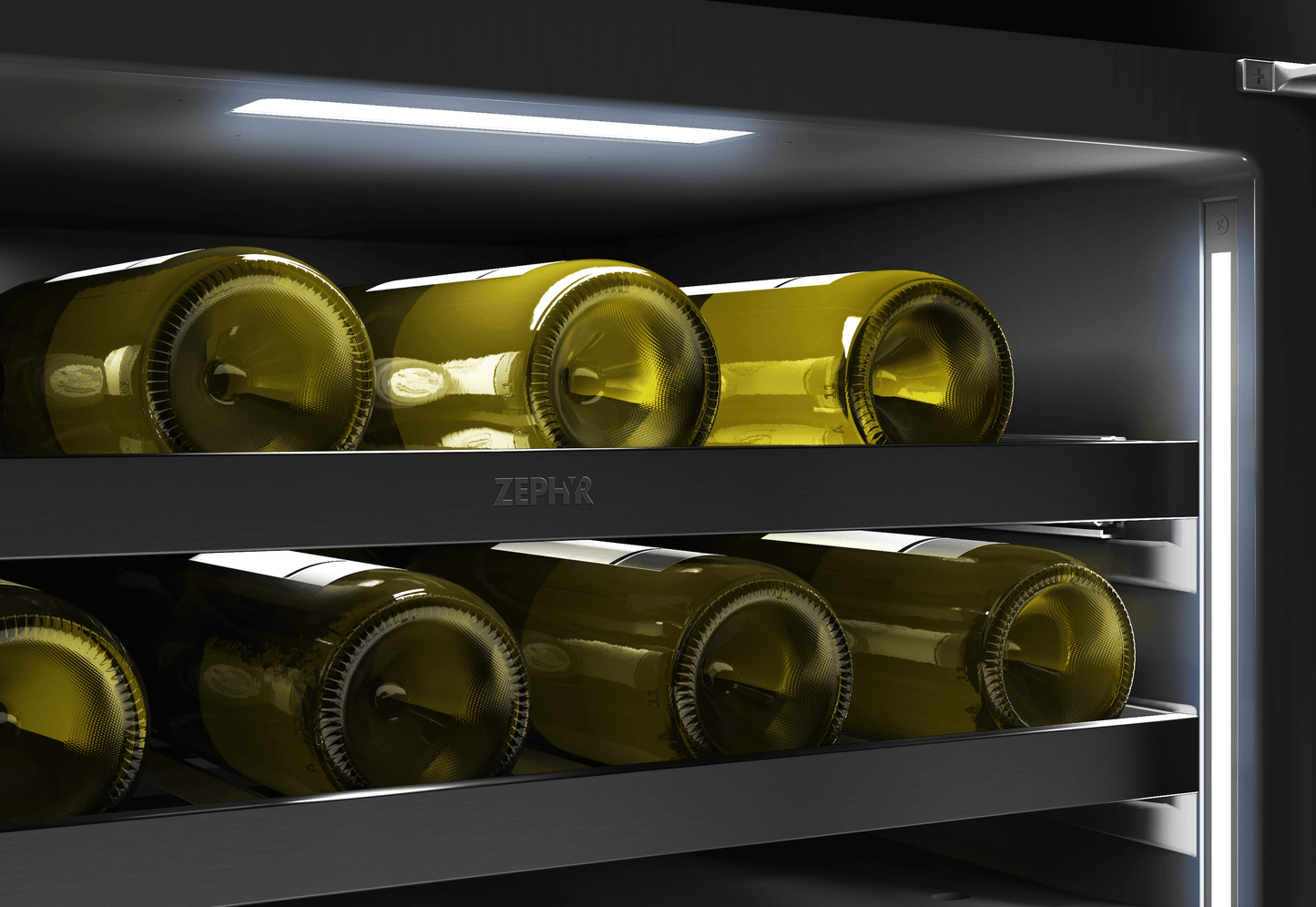 ZEPHYR Presrv Wine Cooler, 24in UC, Blk SS+Gls,Rvs Dr, 2Z Black in Stainless Steel - PRW24C02CBSG