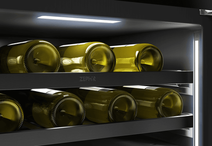 ZEPHYR Presrv Wine Cooler, 24in UC, Blk SS+Gls,Rvs Dr, 2Z Black in Stainless Steel - PRW24C02CBSG