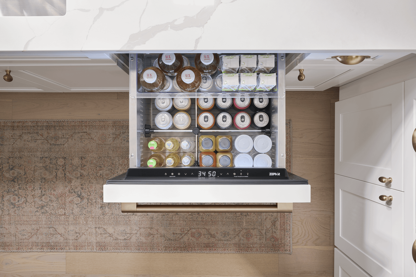 ZEPHYR Presrv Refrigerator Drawers, 24in Compact, Panel Ready, 2 Zone Custom Panel Ready - PRRD24C2AP