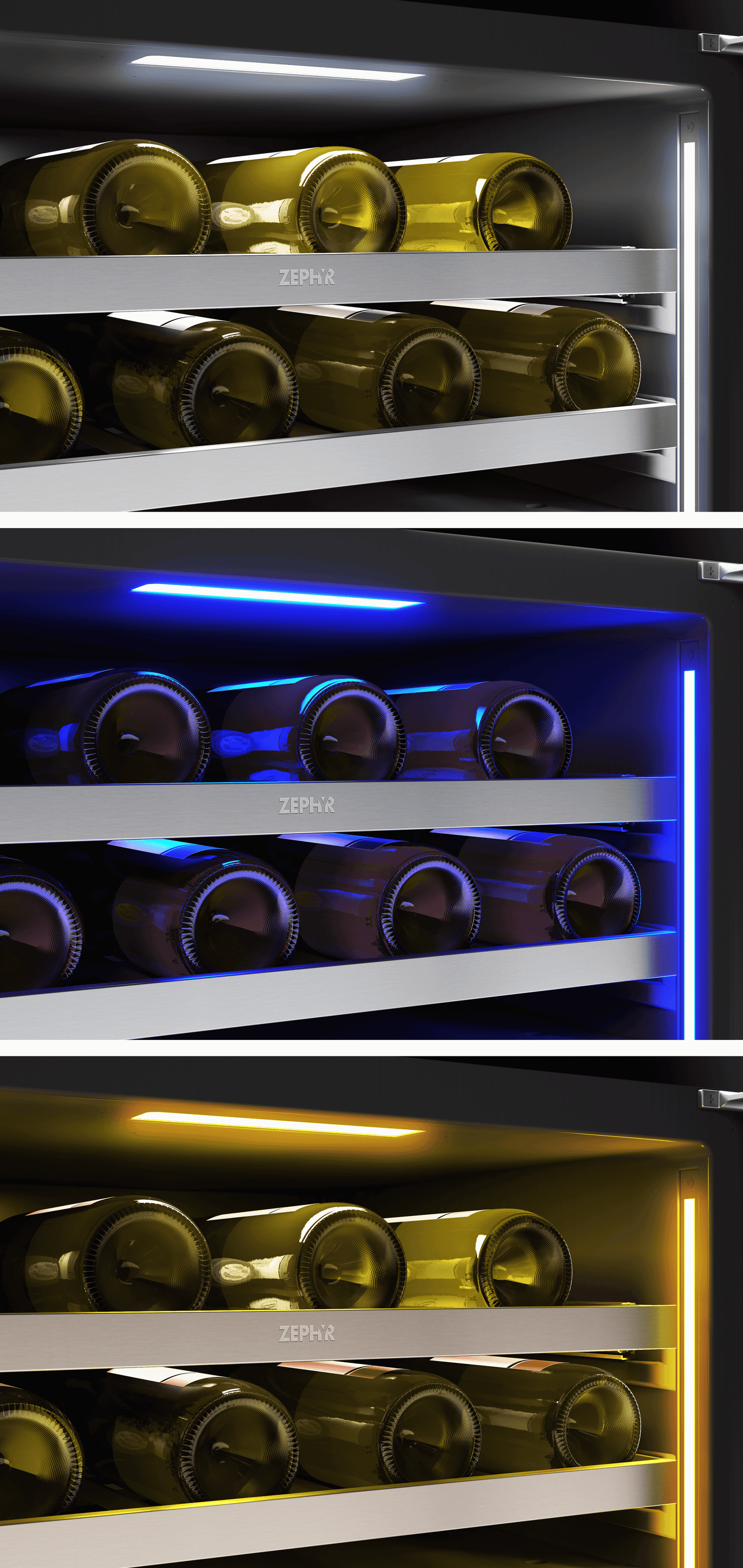 ZEPHYR Presrv Wine Cooler, 24in UC, SS+Gls, Rvs Door, 2Z in Stainless Steel - PRW24C02CG