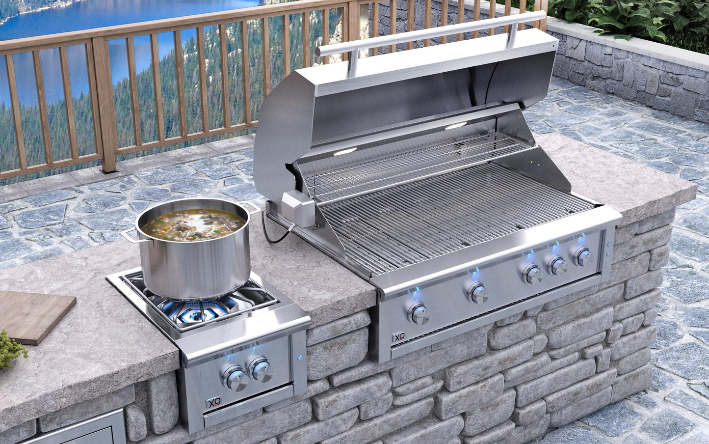 XO APPLIANCE XOGSIDEBURNL 13" Double Side Burner LP in Stainless Steel - XOGSIDEBURNL
