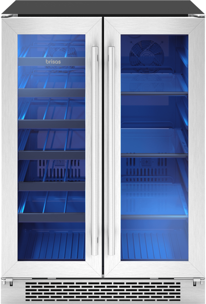ZEPHYR Brisas Wine Bev Cooler, 24in UC, SS+Gls, Fr Dr, 2Z in Stainless Steel - BWB24C32AG