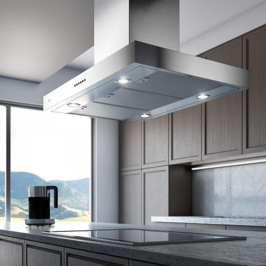 XO APPLIANCE XORI48SC 48" CCC 600/395 CFM Low Profile Island Hood in Stainless Steel - XORI48SC