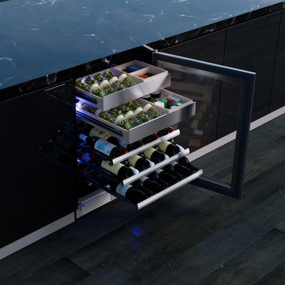 XO APPLIANCE XOU24WWGSL Wine and Weed 24" in Stainless Steel Glass, Left Hinge in Stainless Steel - XOU24WWGSL