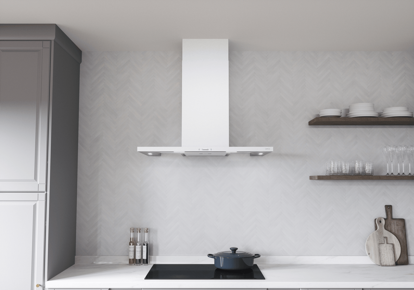 ZEPHYR Modena, Wall, 30in, SS+Glass, LED, ACT in Stainless Steel - ZMOE30BS
