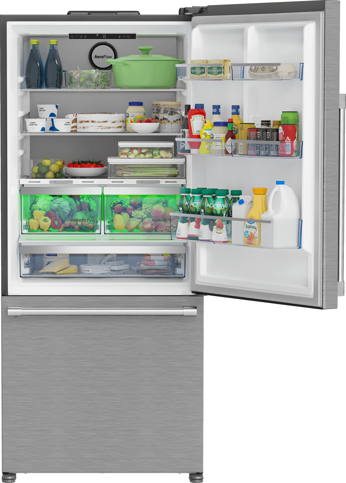 BEKO 30" Bottom Freezer Refrigerator with HarvestFresh in Stainless Steel - BFBD30216SS