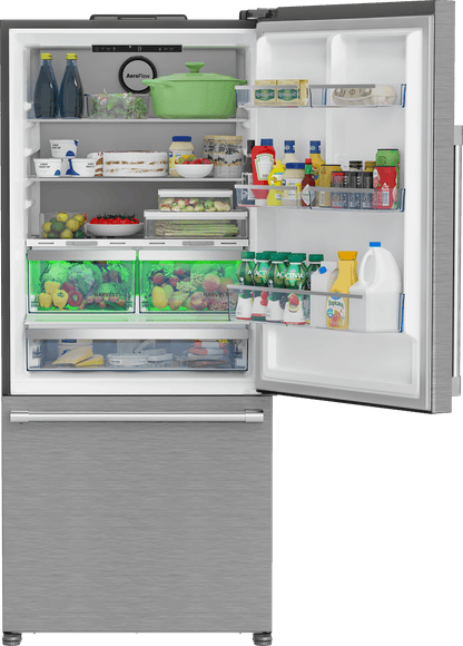 BEKO 30" Bottom Freezer Refrigerator with HarvestFresh in Stainless Steel - BFBD30216SS