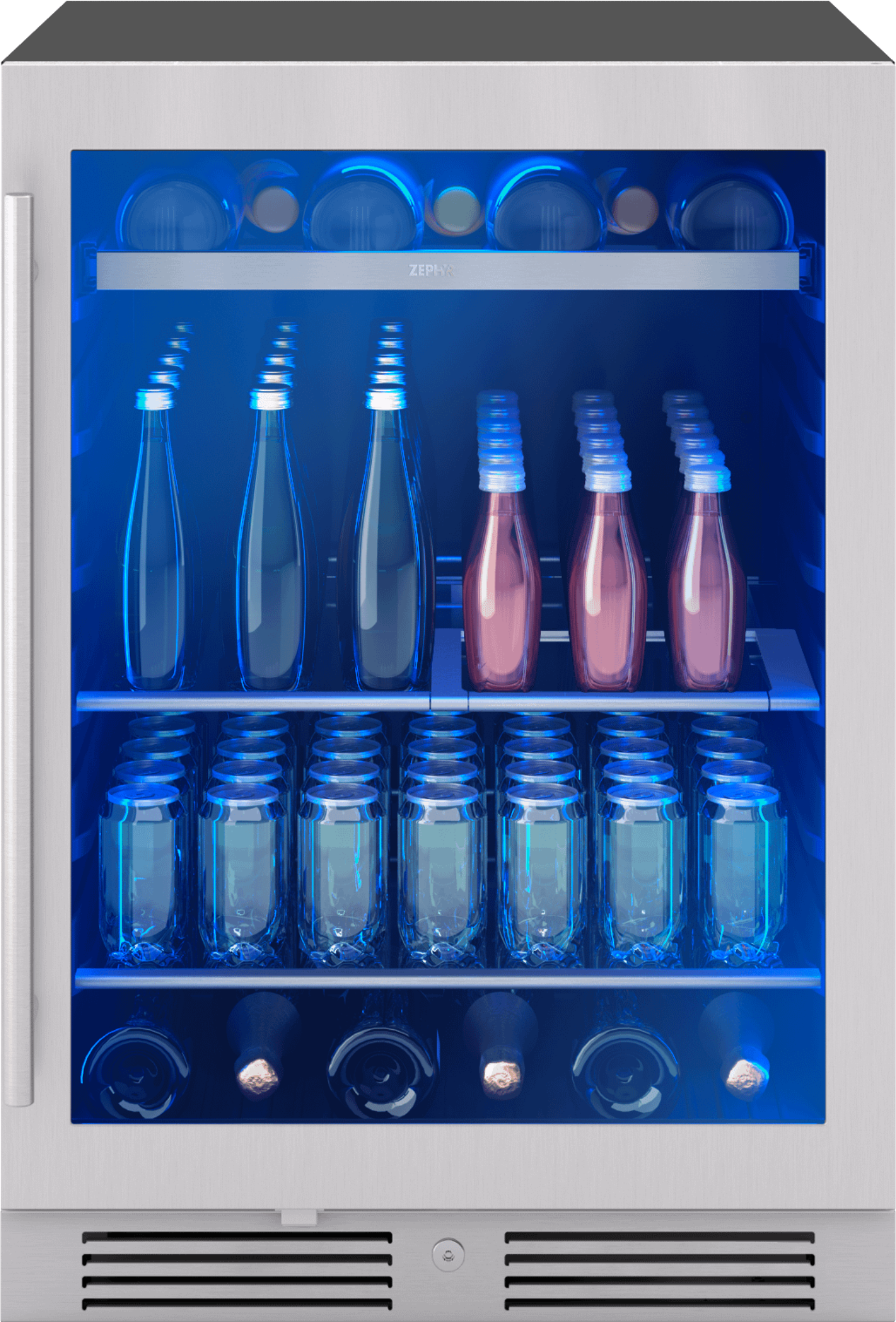 ZEPHYR Presrv Bev Cooler, 24in UC, SS+Gls, Rvs Door, 1Z in Stainless Steel - PRB24C01CG