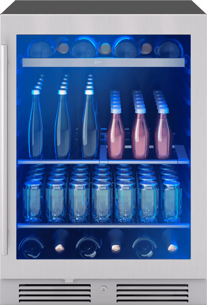 ZEPHYR Presrv Bev Cooler, 24in UC, SS+Gls, Rvs Door, 1Z in Stainless Steel - PRB24C01CG