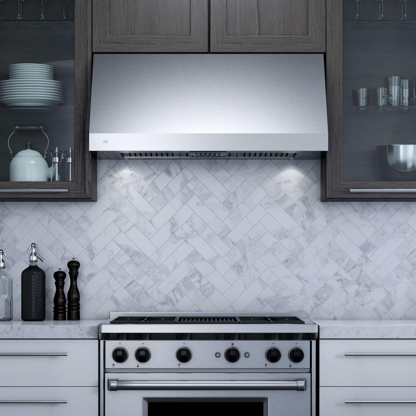 XO APPLIANCE XOT1848KSE 48" 1000 CFM Italian Made Pro Hood Range Hood in Stainless Steel - XOT1848KSE