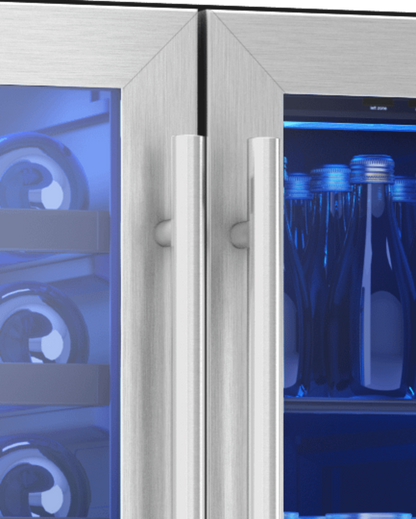 ZEPHYR Brisas Wine Bev Cooler, 24in UC, SS+Gls, Fr Dr, 2Z in Stainless Steel - BWB24C32AG