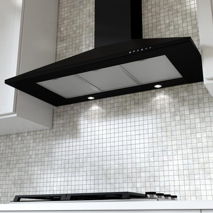 XO APPLIANCE XOB36BC 36" CCC 600/395 CFM Italian Made Wall Mount Chimney Range Hood Black - XOB36BC