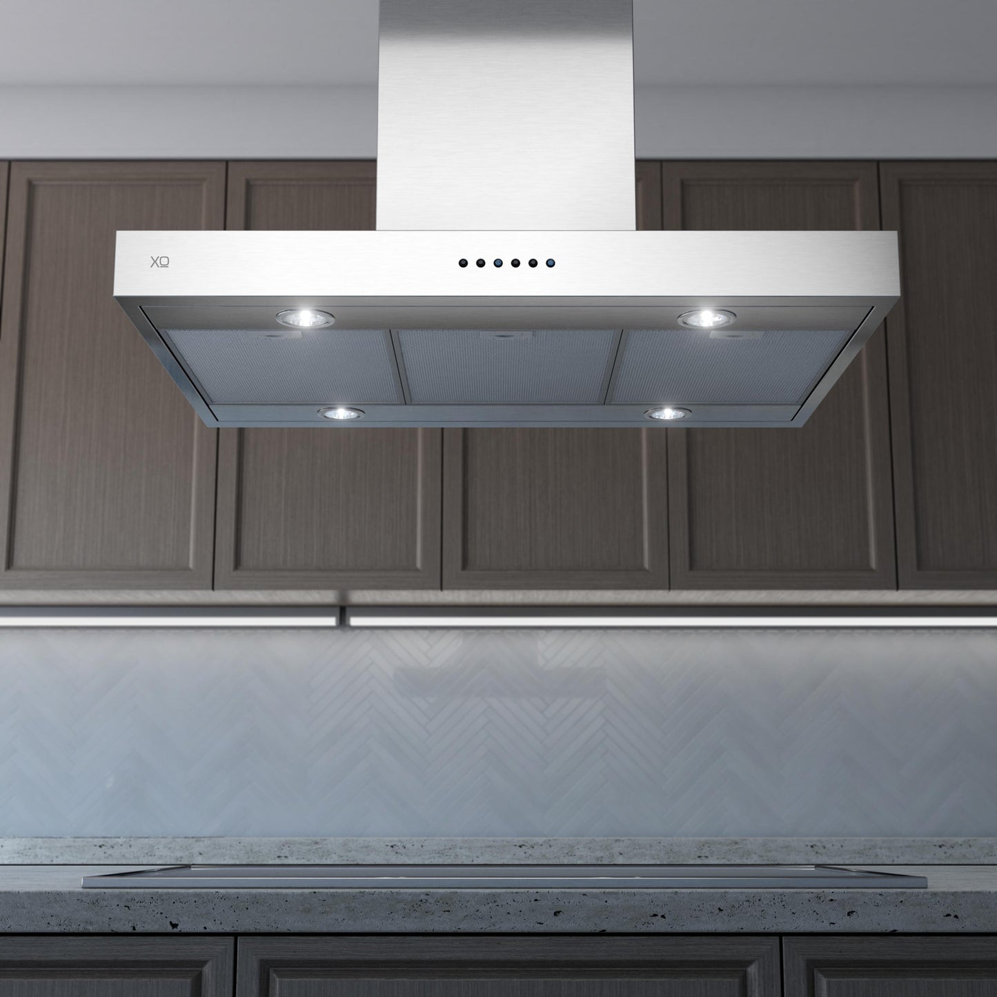 XO APPLIANCE XORI42SC 42" CCC 600/395 CFM Italian Made Island Range Hood in Stainless Steel  - XORI42SC