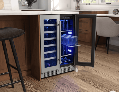 ZEPHYR Presrv Wine & Bev Cooler, 24in UC, SS+Gls, Fr Dr in Stainless Steel - PRWB24C32CG