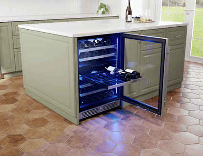 ZEPHYR Presrv Wine Cooler, 24in UC, SS+Gls, Rvs Door, 2Z in Stainless Steel - PRW24C02CG