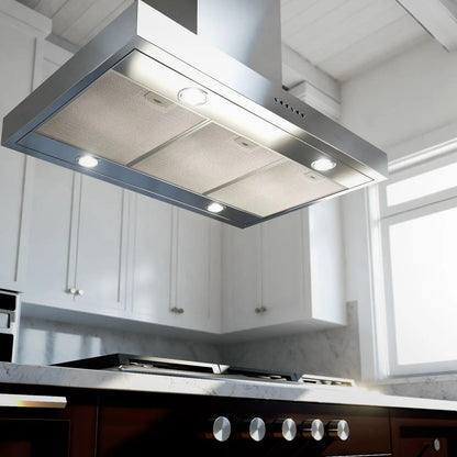 XO APPLIANCE XORI42SC 42" CCC 600/395 CFM Italian Made Island Range Hood in Stainless Steel  - XORI42SC