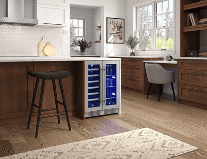ZEPHYR Presrv Wine & Bev Cooler, 24in UC, SS+Gls, Fr Dr in Stainless Steel - PRWB24C32CG